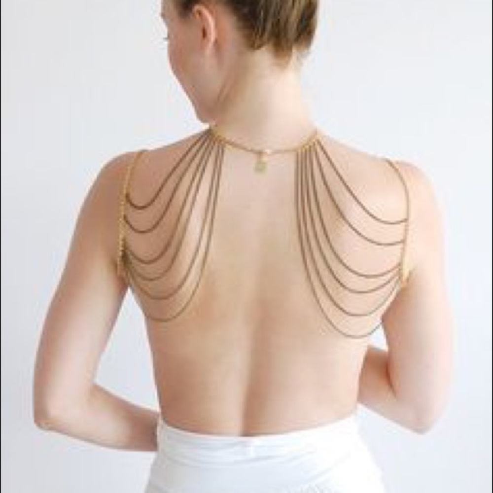 🌵Drape Body Chain Necklace Shoulder Gold Gunmetal - Picture 2 of 5